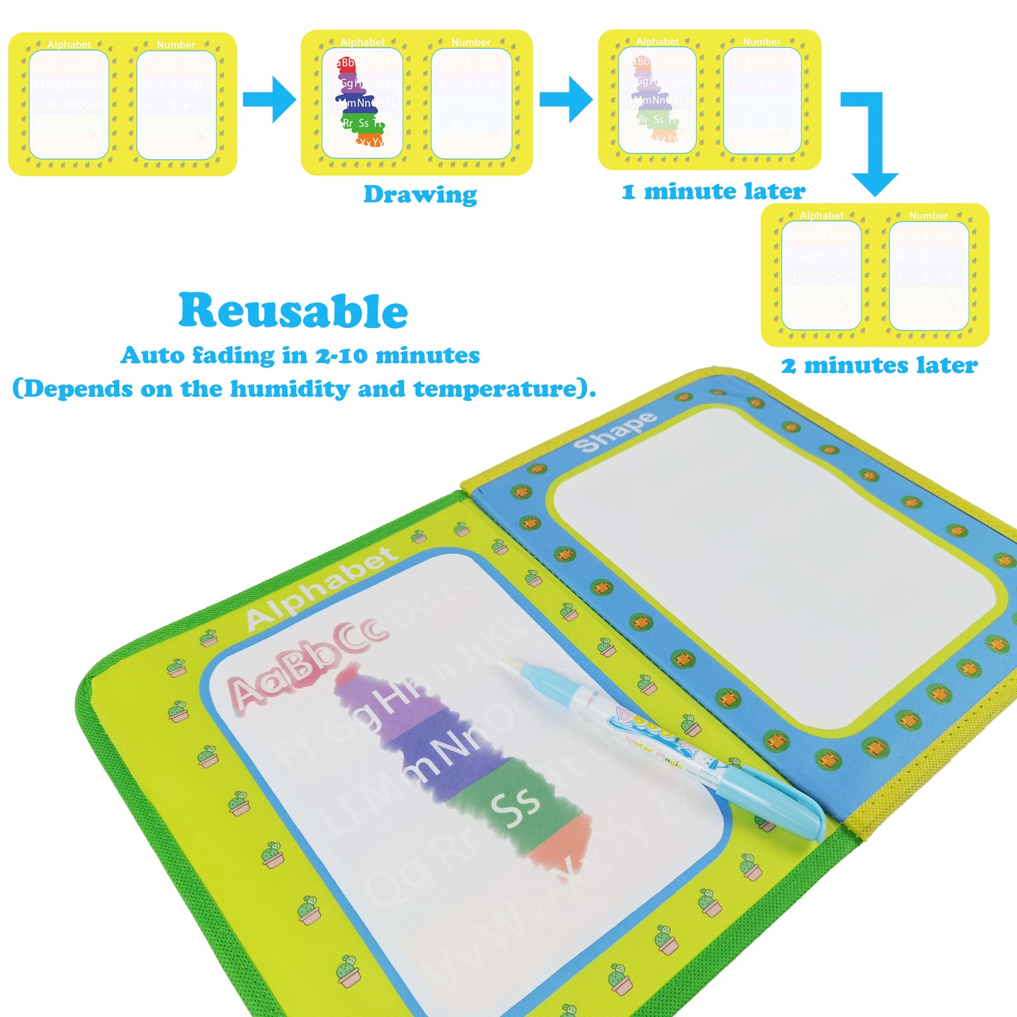 LISKTO Magic Doodle Book Travel Toy Magic Paint with Water Coloring Designed for Toddler STEM Educational Learning Toys