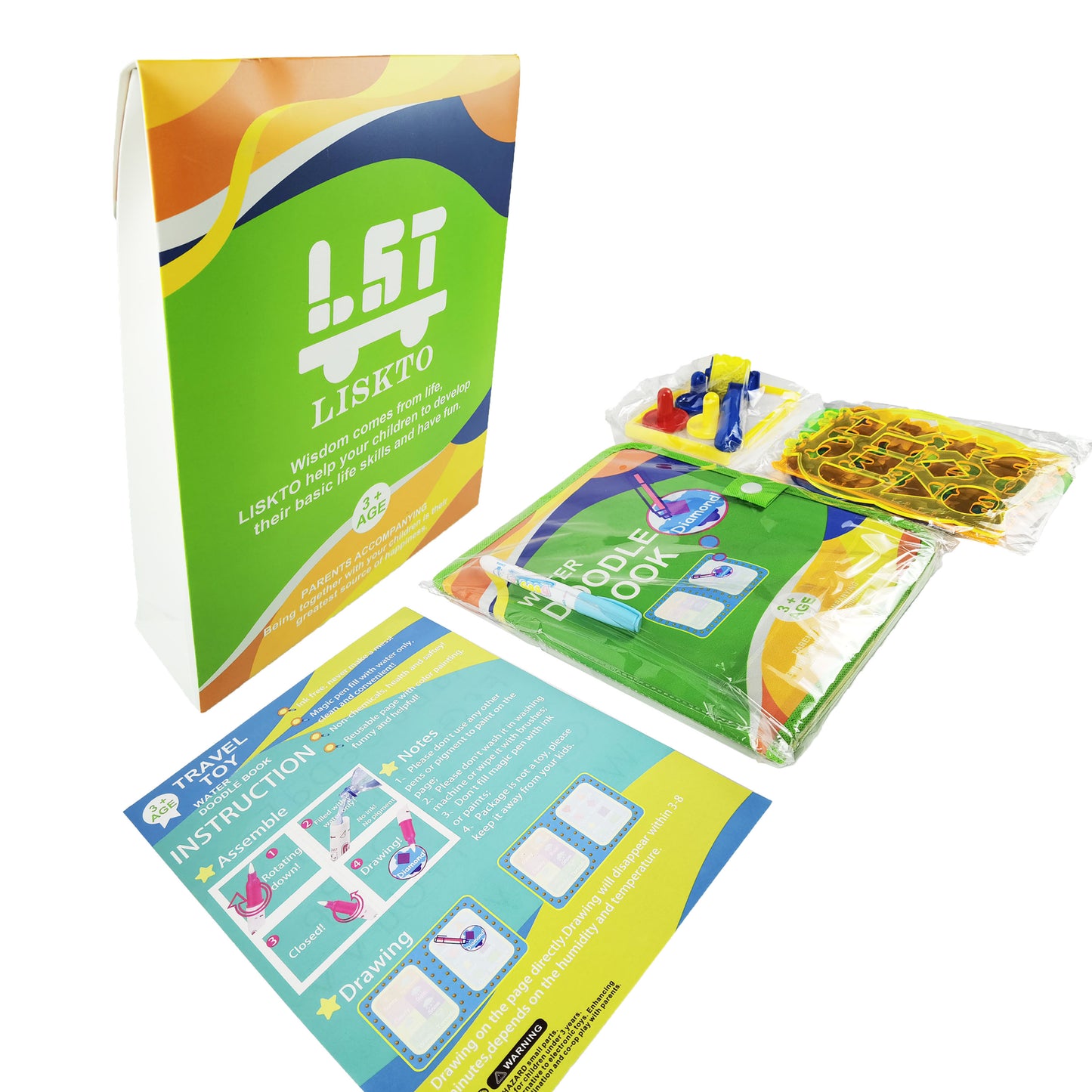 LISKTO Magic Doodle Book Travel Toy Magic Paint with Water Coloring Designed for Toddler STEM Educational Learning Toys